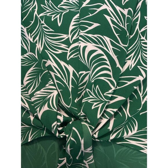 Chico's Tie-Front Palm Frond-Print Crepe Blouse Size 2 Large - Picture 5 of 6